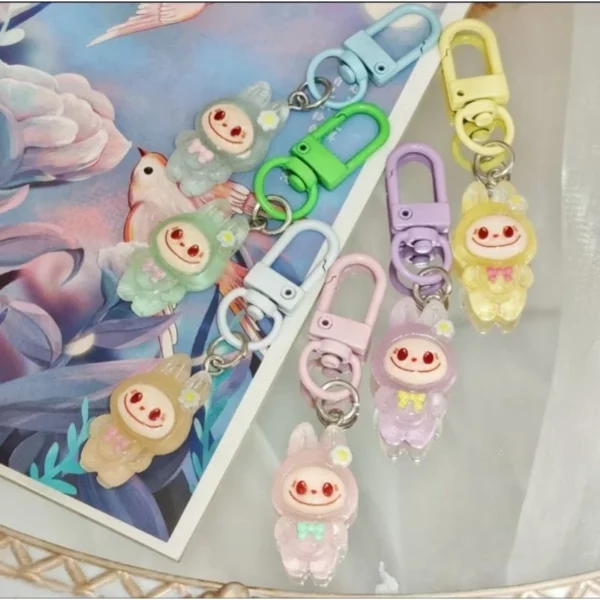 Cartoon Luminous Labubu Keychain Cute FriendKeychain Student School Bag Hanging Decoration